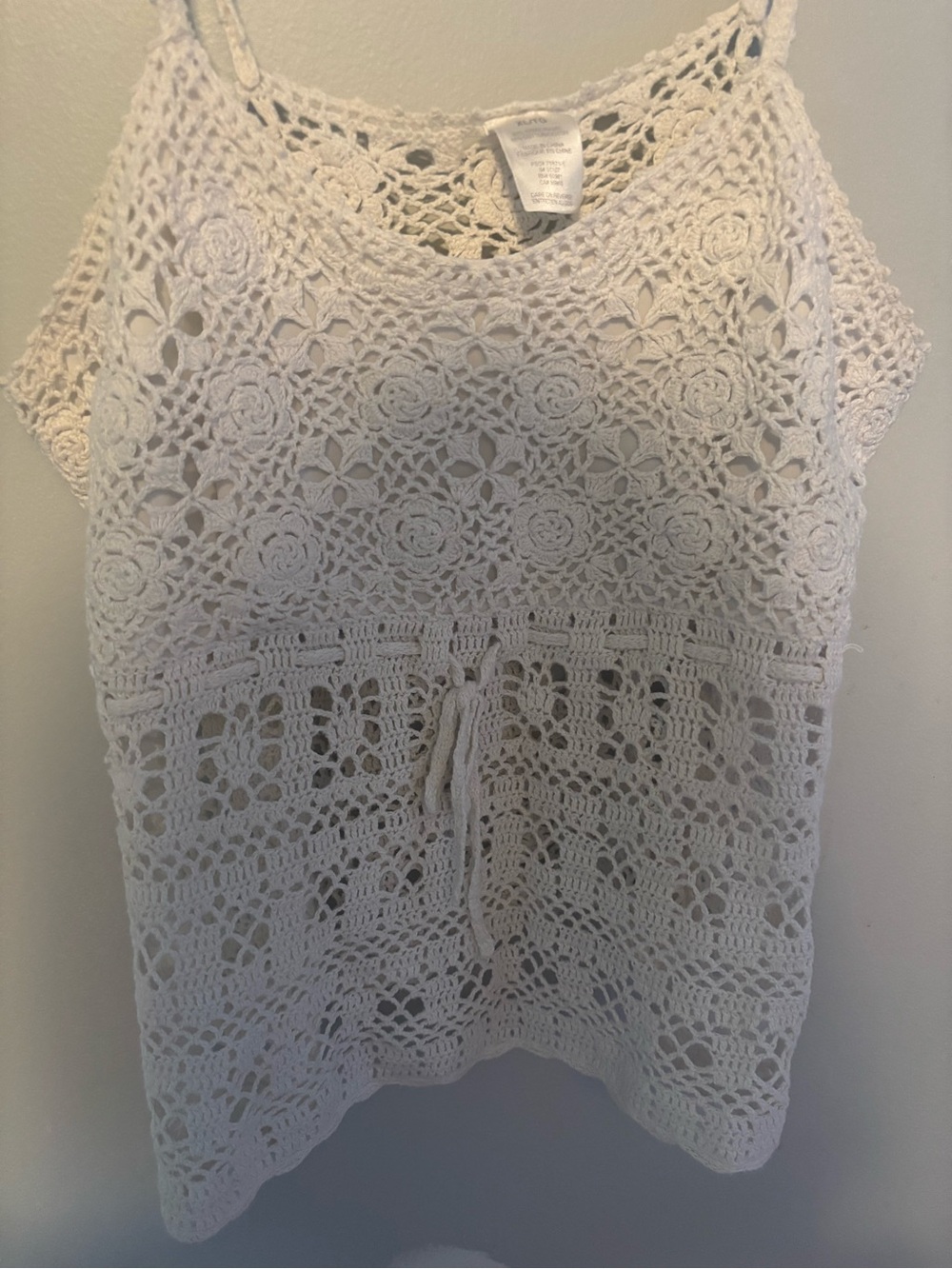Vintage Cottagecore Bohemian Crochet Lace White Tank Top Prairie Size XL - Picture 5 of 7